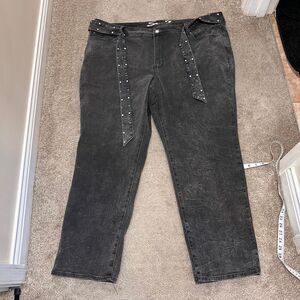 Seven7 Black Studded Belt Loop Jeans Plus‎ Size Casual Denim